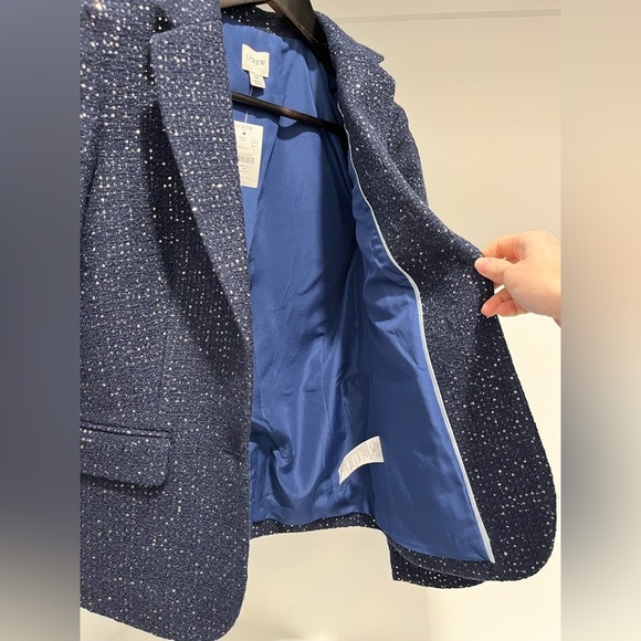 NEW J.Crew Women’s Navy Tweed Silver Sequin Schoolboy Blazer size 0 academia - Picture 8 of 11